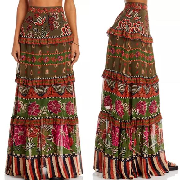 FARM RIO Ainika Floral Garden Maxi Skirt Size Small - Picture 1 of 11